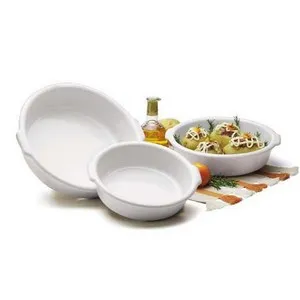 Керамична тава кръг с дръжки WHITE Ф 24 см и Ф 31 см