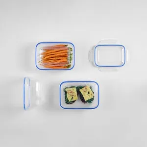 Комплект от три броя кутии за храна с четиристранно затваряне 0.5 л 0.9 л 1.5 л