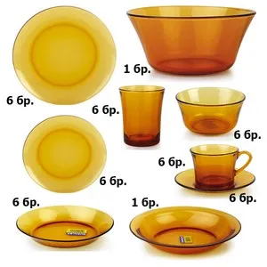 Сервиз за хранене 44 елемента Duralex Vermel Lys Amber