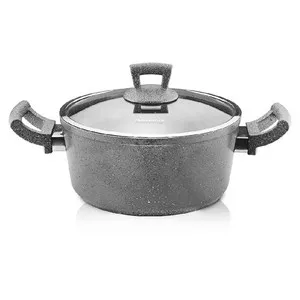 Тенджера със стъклен капак GRANITE сива Ф 20 см Ф 22 см Ф 24 см и Ф 26 см