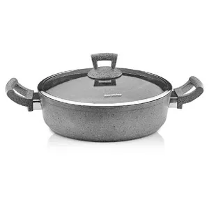 Тенджера със стъклен капак плитка GRANITE сива Ф 26 см