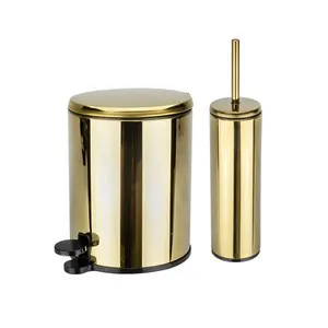 Комплект кош и четка за тоалетна CIGO GOLD
