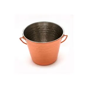 Мини кофичка за сервиране с релеф CHARM Медна Ф 10.75 см и Ф 13.25 см