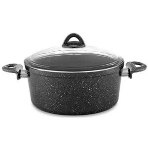 Тенджера със стъклен капак GRANITE ROSY черен Ф 24 см