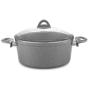 Тенджера със стъклен капак GRANITE ROSY сив Ф 24 см