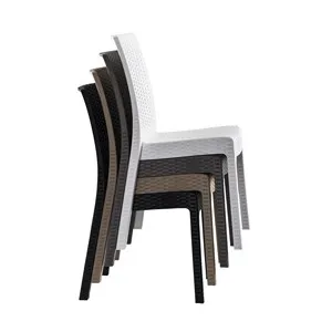 Стол без подлакътник от полиратан Делукс кафяв
