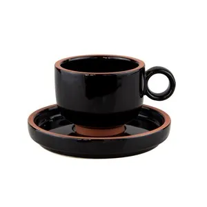 Чаша с чинийка за кафе Horecano Hella Black 200 мл