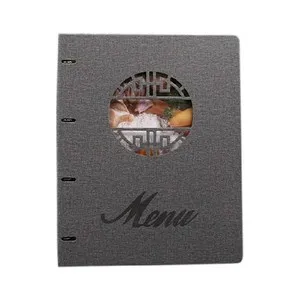 Корица за меню с клипс за джобове Сива 31.5 см