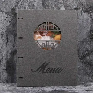 Корица за меню с клипс за джобове Сива 31.5 см